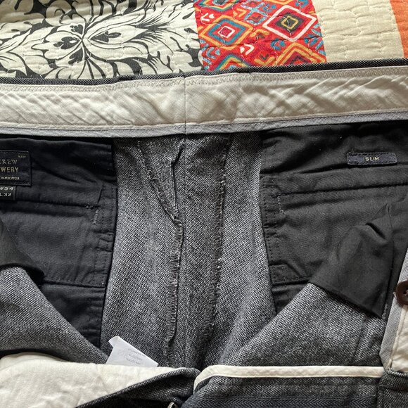 J. Crew Bowery Slim Dark Gray Heringbone Wool Blend Pants, 34x32 - Picture 2 of 9